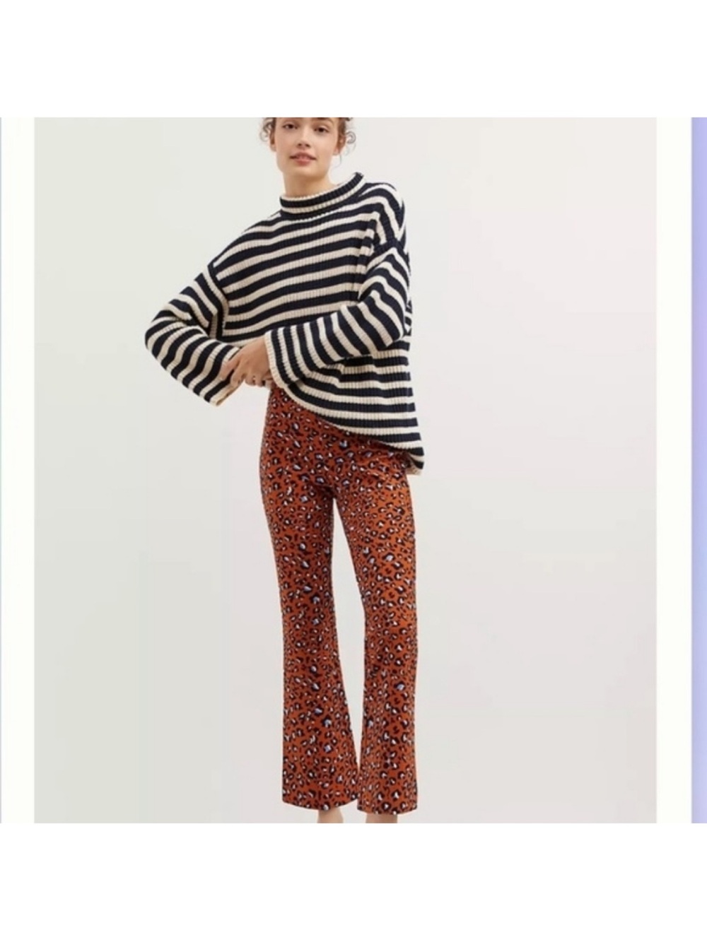 Anthropologie Rust Leopard Flare Pants